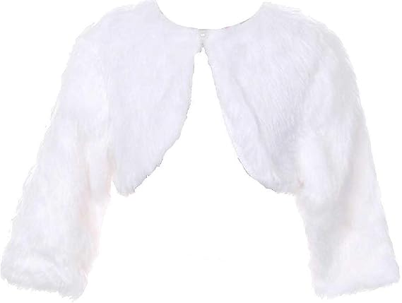 Dreamer Little Girls Long Sleeve Faux Fur Pearl Button Special Occasion Shrug