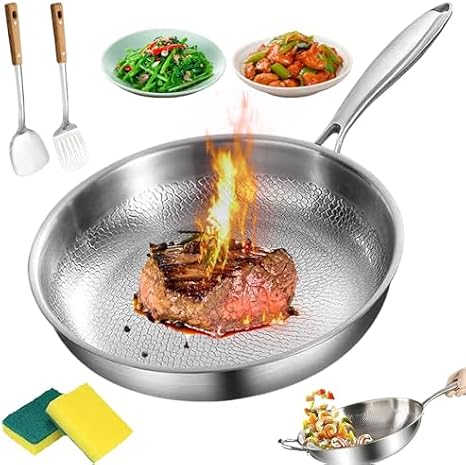 Titanium Pans, 12" Pure Titanium Non Stick Frying Pans, Scratch-Resistant Durable Titaniums Cookware, Chemical-Free, Extreme Heat-Resistant & Lasts a Lifetime (No Lid,12.6in)
