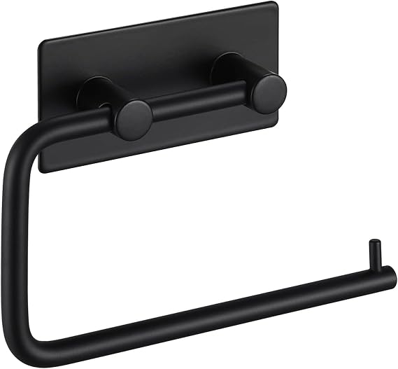 Toilet Paper Holder Self Adhesive Stainless Steel Tissue Towel Paper Roll Holder RUSTPROOF Matte Black