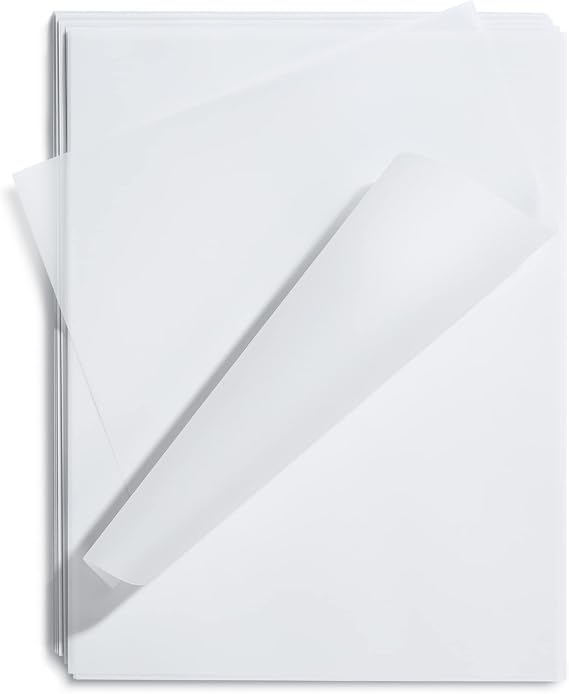 Vellum Paper, 100-Sheet Transparent 8.5 x 11 Inches, 93 GSM Translucent Clear Paper for Sketching, Tracing, Printing, Scrapbooking