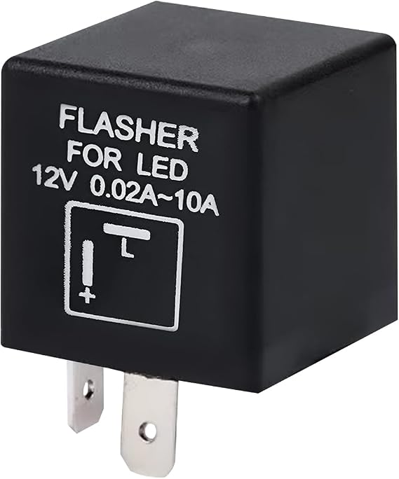 LED Flasher Relay, Turn Signal Relay for LED Lights, 2 Pin Motorcycle or Scooter Electronic Blinker Relay, 12V Fast Hyper Flash Waterproof Automotive Universal Replacement Flashers
