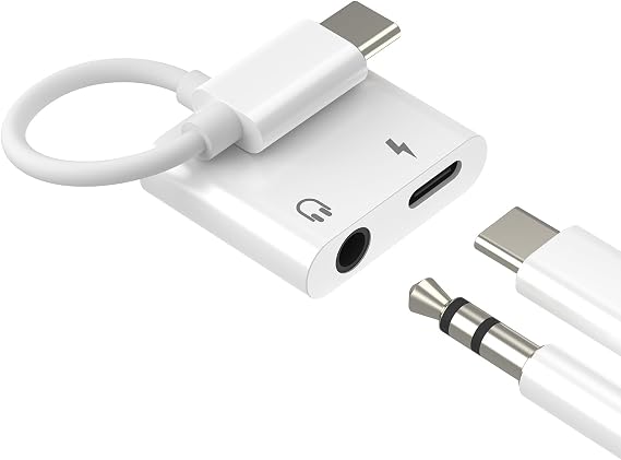 Adapter USB C to 3.5 mm Headphone Jack (2-in-1) for iPhone 16 15 Pro Max for iPad Headphone Jack for Apple Aux DAC Audio Jack Compatible with Samsung Galaxy S25 S24 Headset Type C Cable Car Splitter