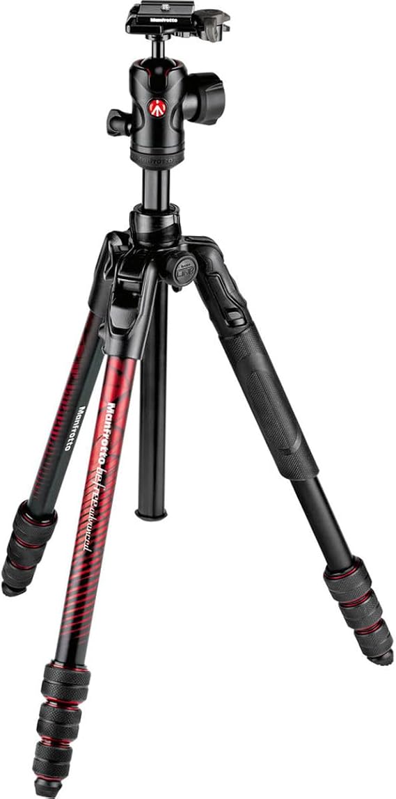Manfrotto Befree Advanced Twist 4-Section Aluminum Travel Tripod with Ball Head, Red