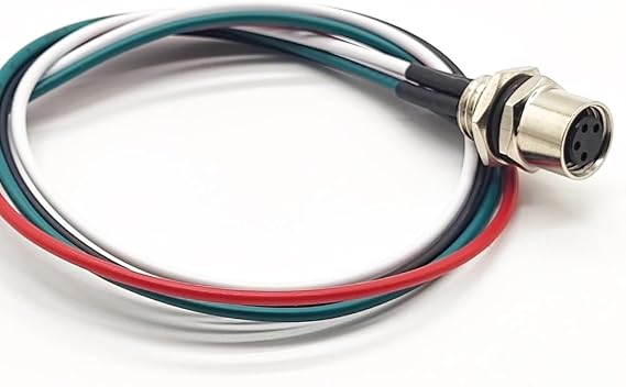 M8 4Pin Female Connector Cable,A Coded Straight Back Mount Cable 1M Waterproof Female Aviation Socket UnShielded Electrical Cable IP67 Sensor Receptacle (1Meter)