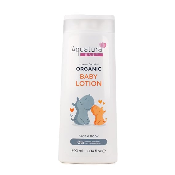 Organic Baby Lotion for Newborn, Natural Face & Body Cream Moisturizer, Toddler, Delicate, Dry Skin - Gentle Kids Lotion Sensitive Skin, 10.14fl oz | Cosmos Certified, Newborn Safe, Plant Based Moisturizing, Baby Face Cream, 10.14 FL Oz