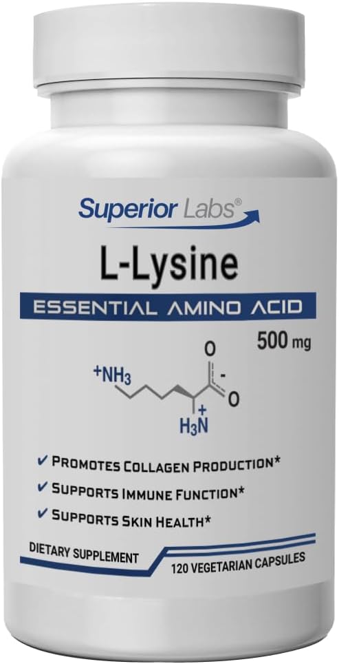 Superior Labs L-Lysine 500mg Capsules, Immune Support, 120 Caps
