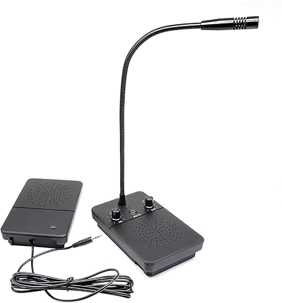 Dual Way Window Speaker Intercom Microphone and Speaker Bank Window Intercom Glass Window Microphone Anti-Interference One-Touch Mute for Business/Bank/Office/Hospital Counter（5 Watt）