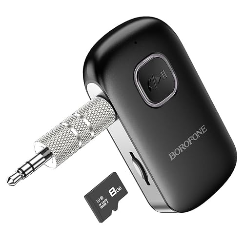 Coverzone Borofone Wireless Bluetooth 5.0 3.5mm Jack Aux Car Audio Transfer Kit Adapter Bluetooth Converter Portable Wireless Audio Car Kits Adapter BC42 for Car Speaker Headset