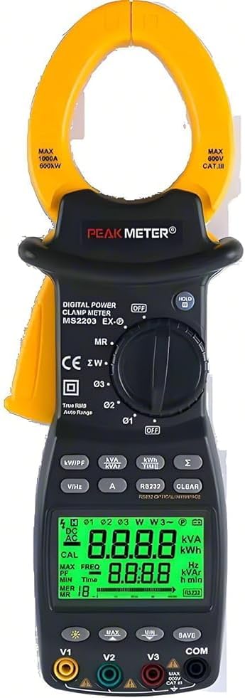 MS2203 Smart Clamp Meter: Comprehensive Harmonic Power Tester with Tri-Phase Auto Multimeter for Current and Power Analysis