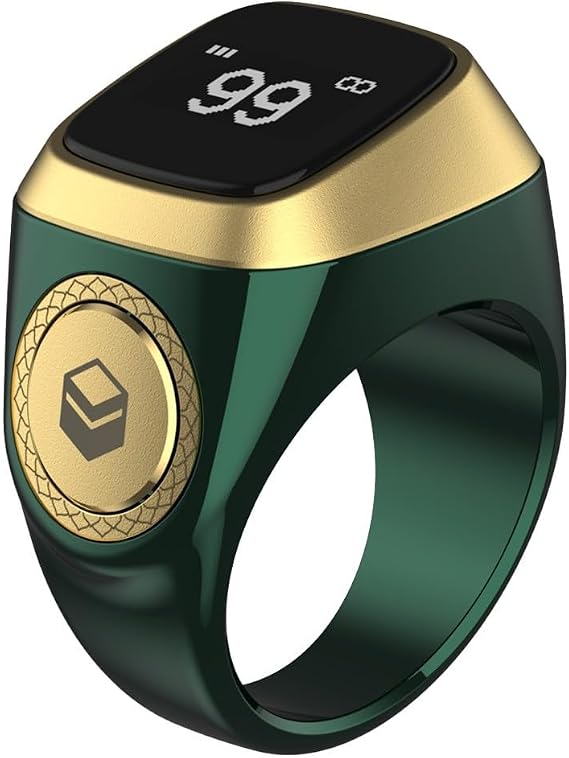 Digital Tasbeeh Tasbih Finger Counter Smart Ring Counter Smart Tasbih Ring Muslim Prayer Smart Rings Tasbih Counter Smart Ring Tasbeeh Smart Counter(22mm green)