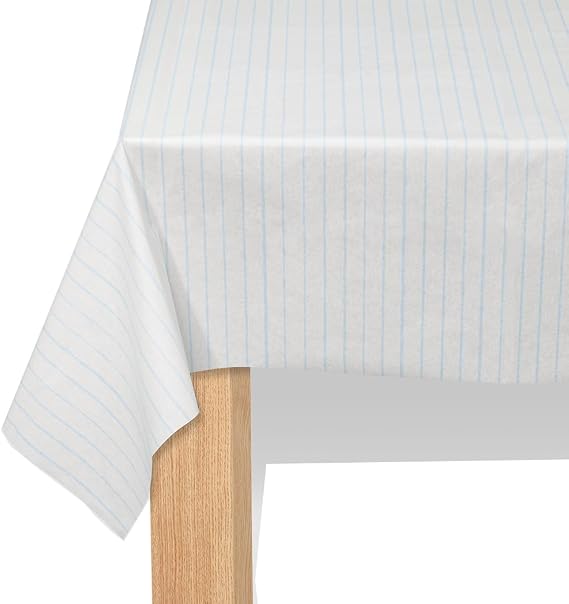 Coterie Striped Paper Tablecloth | Beautiful Soft Blue Tablecloth for Bridal and Baby Shower, Tea Party, Garden and Birthday | 8.5' by 4.5'