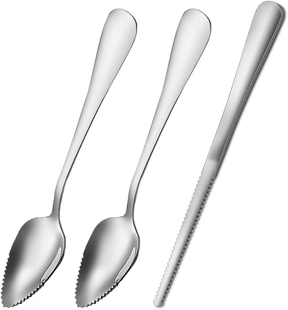 Grapefruit Spoons Serrated Edge Stainless Steel Fruit Knife Grapefruit Utensils Tool Dessert Spoons for Citrus Lemon Kiwi Salads Melon Lime Pitaya Apple Fruit Puree