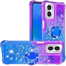 Motorola G Play 4G 2024 Case,Gradient Quicksand Series Glitter Bling Flowing Liquid Floating TPU Bumper Cushion Reinforced Corners Case for Moto G Play 4G 2024,YBLSZJ Purple-Blue