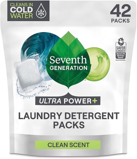 Seventh Generation Ultra Power Plus Laundry Detergent Packs Fresh Citrus Laundry Soap Washing Detergent 42 count