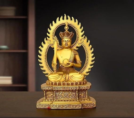 Handcrafted Copper Bodhisattva Statue, Buddhist with Sacred and Jewel, Feng Shui Altar and Zen Decor, Spiritual Gift