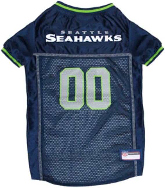 Pets First Seattle Seahawks Dog Jersey, Size: Large. Best Football Jersey Costume for Dogs & Cats. Licensed Jersey Shirt.
