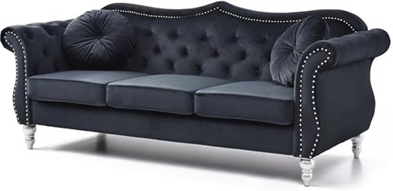 Glory Furniture Hollywood Velvet Sofa in Black