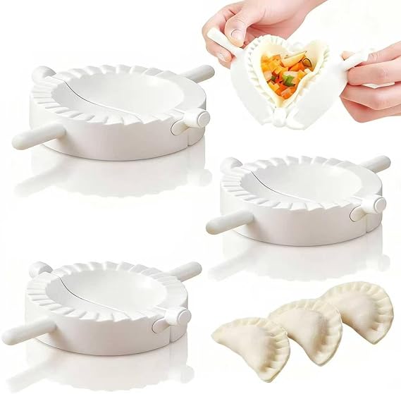 Ravioli Dumpling Maker Set Manual Pastry Press Mould Mold Wrapper Cutter Mold Tool for Home Kitchen (White, 3 PCS)