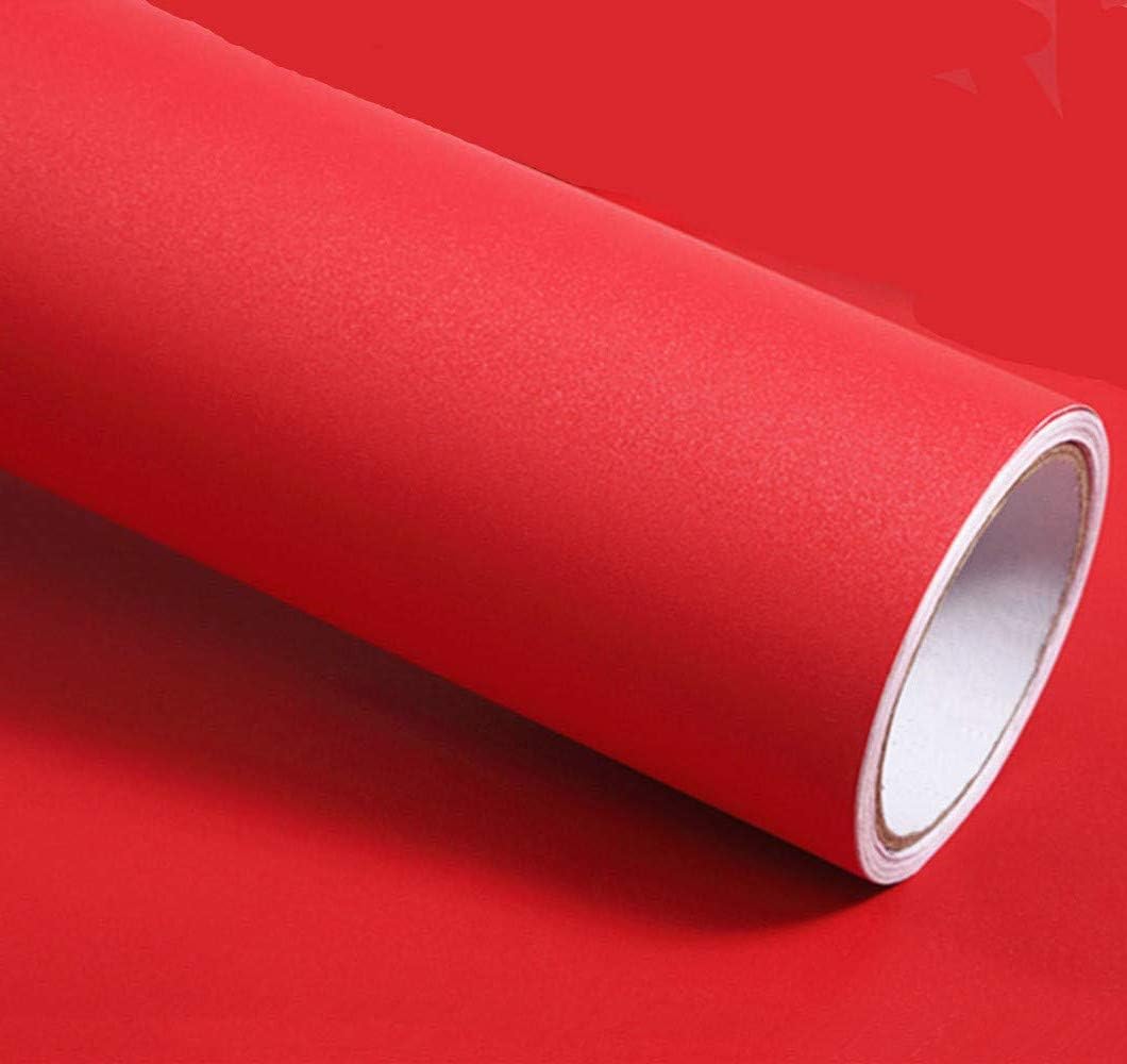 TOOLDECO Frosted Solid Color Peel Stick Wallpaper Adhesive Vinyl Film for Kitchen Bathroom Countertop Decorative Paper 15.8inch by 6.56ft Red