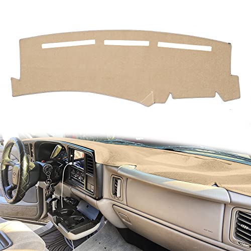 Dashboard Cover for Chevrolet Silverado 1500 2500 3500 1999-2006 Avalanche Chevy Tahoe Suburban GMC Sierra Yukon Dash Cover MatPremium Carpet, Beige
