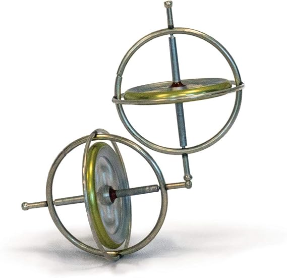 Classic Gyroscope Twin Pack | 2 Metal Spinning Gyroscopes for STEM Learning & Physics Play Made in USA Ages 8+