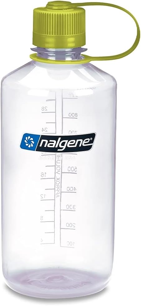 Nalgene Narrow Mouth 1 Qt Clear with Green Lid