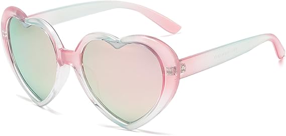 WZWLKJ Heart Sunglasses for girls Polarized UV 400 Protection Love Heart Sunglasses valentines day gifts for Outdoor Beach