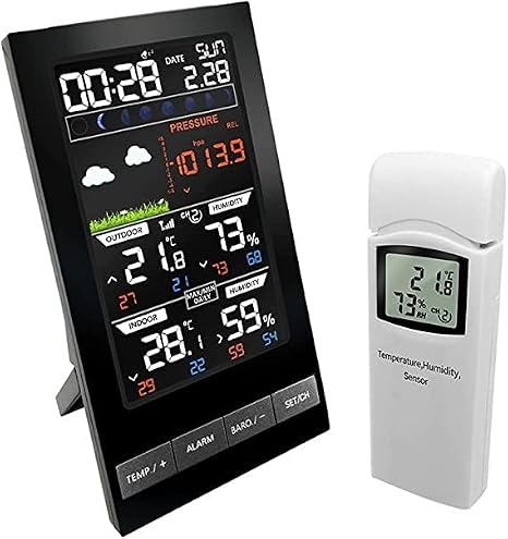 Weather Station Wireless Outdoor Hygrometer Digital Thermometer mmHg Barometer Digital Hygrometer Alarm Clock Weather Forecast