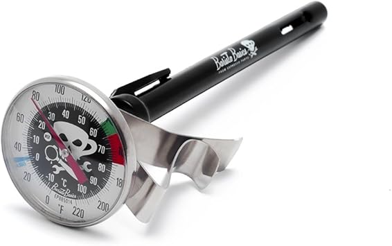 Barista Basics 5" Adjustable Milk Frothing Thermometer for Perfect Espresso, Latte, Coffee - NSF Approved, 0-220F Range