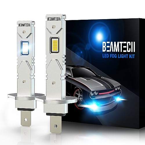 BEAMTECH H1 Led Fog Light Bulb,1:1 Mini Size 16 Upgraded Chips Extremely Super Bright 2800 Lumens 6500K Xenon WhitePack of 2