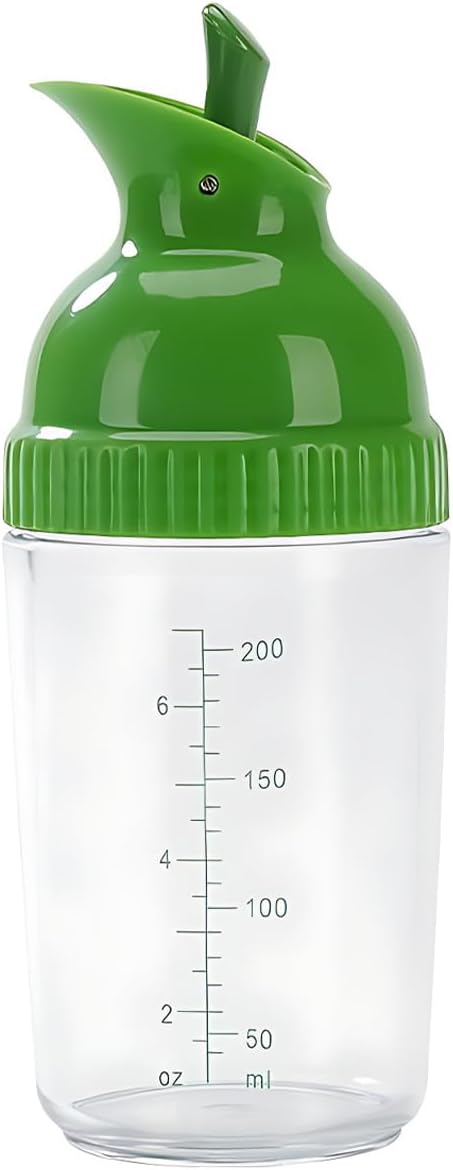 Wokyo Salad Dressing Shaker, Homemade Salad Dressing Bottle Mixer Measure Dripless Pour, Leak-free, Soft Grip, Dishwasher Safe BPA Free Green
