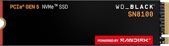 WD_BLACK 2TB SN8100 NVMe SSD Internal Solid State Drive - Gen 5 PCIe 5.0x4, M.2 2280, Sequential Read Speed up to 14,900 MB/s, Ideal for AI Applications, Gaming, Video Editing - WDS200T1X0M