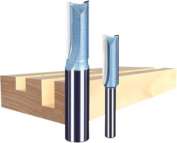 HUHAO 2 Flute Straight CNC Router Bit 1/2 Inch Shank Carbide 13mm Cut Dia Flush Trim Cutting Tools 2PCS