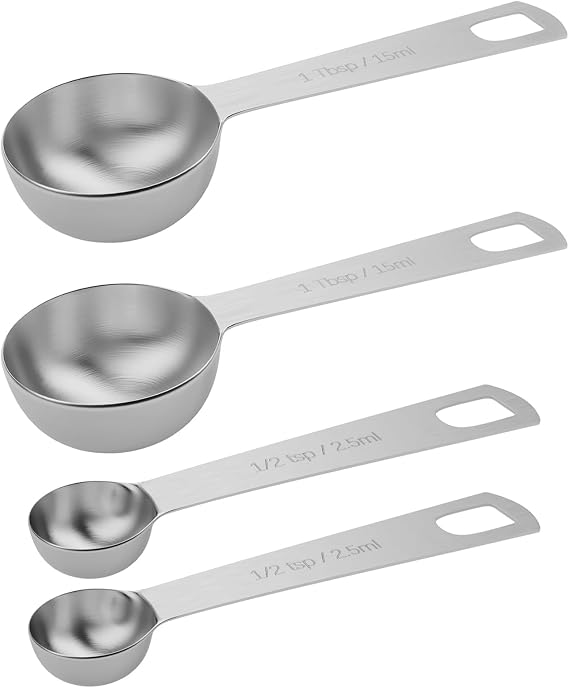 2PCS 1tbsp & 2PCS 1/2tsp Measuring Spoon Bundle