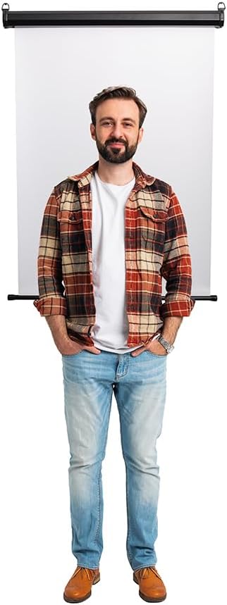 Retractable White Photo ID Backdrop for Passport Photos (Wall/Ceiling)