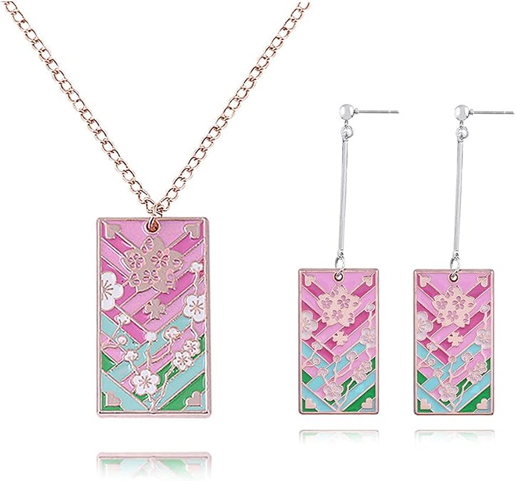 Anime Kamado Tanjiro Hanafuda Earrings - Kimetsu No Yaiba Hanafuda Earrings - Cosplay Accessories For Womens Girls