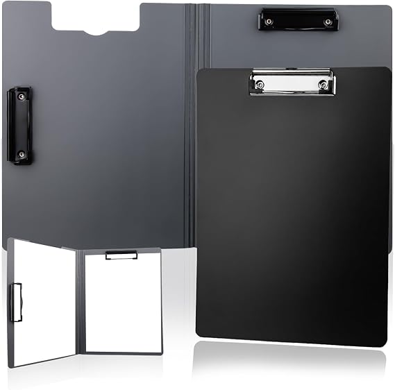 2 x A4 Clipboard with Lid & Double Clip Plastic Clipboards Foldover Pessimistic Clipboard Folder Clipboard A4 Clipboards Black Clip Folder with Pen Holder for Business Office School