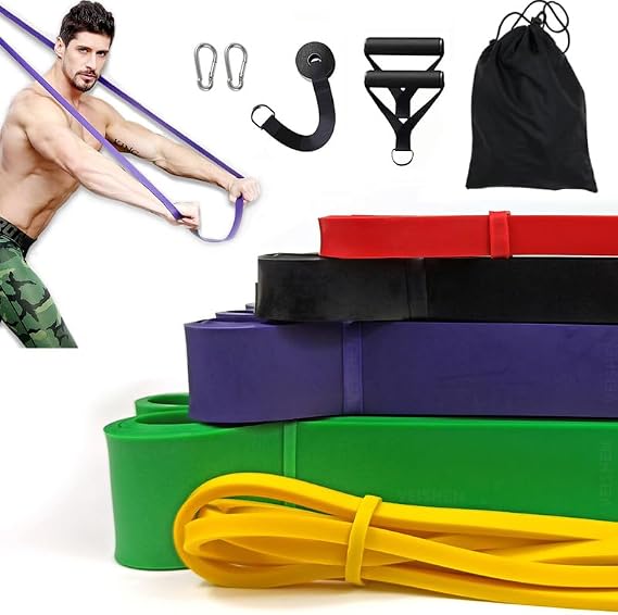 Pull up Assistance Bands,Resistance Bands Set, Workout Bands with Handles and Door Anchor, Workout Bands Elastic Bands for Exercise Fitness Bands Assist Set for Body Training, Strength, Weighted Gyms
