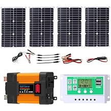 4000W/6000W Solar Inverter Kit with 100W Panels & 50A Charge Controller, Off-Grid Power System for Home Backup, RV, Cabin, Outdoor Energy Use(6000W,12V-110V)