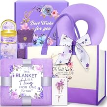 Birthday Gifts for Women -Purple Happy Birthday Gift Basket for Mom, Wife, Girlfriend, Sister, Her, Pillow/Blanket/Tote Bag/Self Care Package Get Well Soon Baskets for Women Birthday Gifts