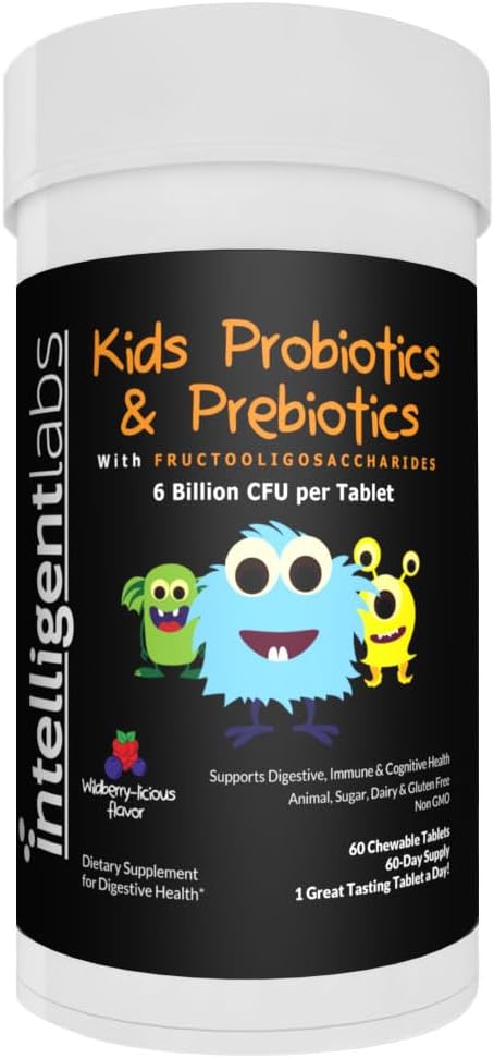 Kids Probiotics 6B CFU & Prebiotics for Gut Health, 60-day supply