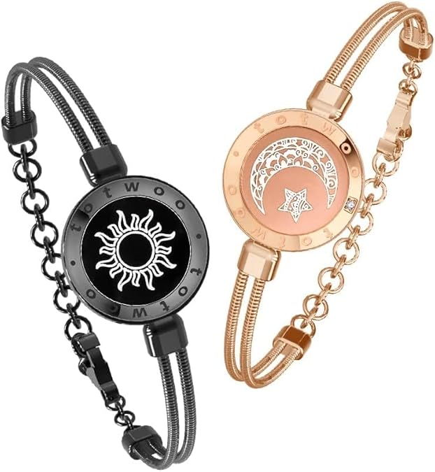 TOTWOO Touch Bracelets for Couples, Vibration & Light up for Love Couples | Long Distance Relationship Gifts for Girlfriend Bluetooth Pairing Jewelry