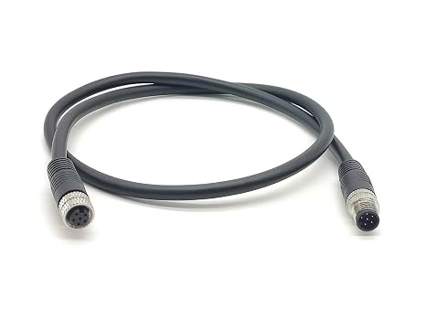 Elecbee M8 Connector Waterproof Straight Molding Female to Male Plug Double Ended Cable (A Code 6 Pin 0.5M/1.6ft Cable)