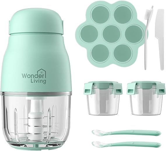 Baby Food Maker with Glass Cups & Freezer Tray, Compact Baby Processor for Smoothies, Hands-Free One-Touch, 230W Motor