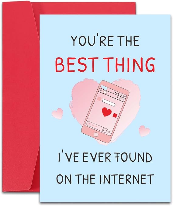 One Year Anniversary Day Gifts for Him Her, One Year Anniversary Card, Internet Dating Gifts for Men Boyfriend Girlfriend, Youre the Best Thing on the Internet, Romantic Gift for Boyfriend Husband