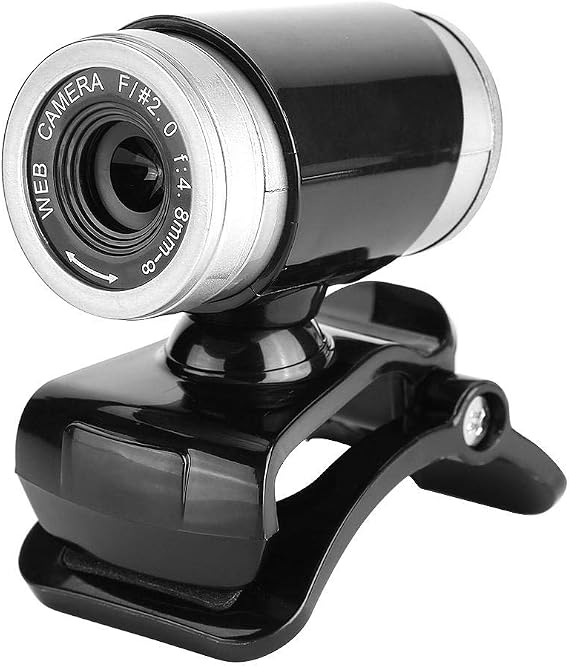720P CMOS Night-Vision Webcam for Live Streaming 360 Clip-on USB Pro Web Camera Desktop Webcam with Microphone, 12 Megapixel Video Cam Plug Play(Black Silver)