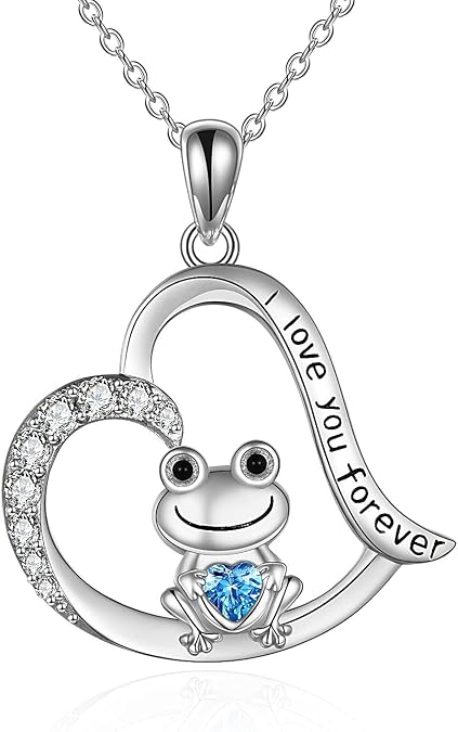 POPLYKE Heart Frog Necklaces for Women 925 Sterling Silver