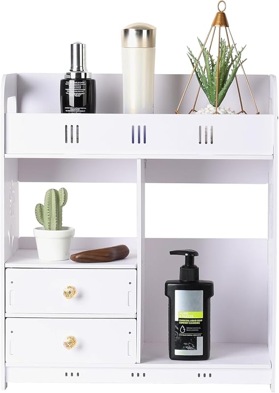 Bathroom Wall Cabinet Bathroom Cabinet Wall Mounted wih 2 Door & 3 Drawe, Over The Toilet Storage White Wall Mounted Medicine Cabinets for Bathroom Laundry Room Kitchen White