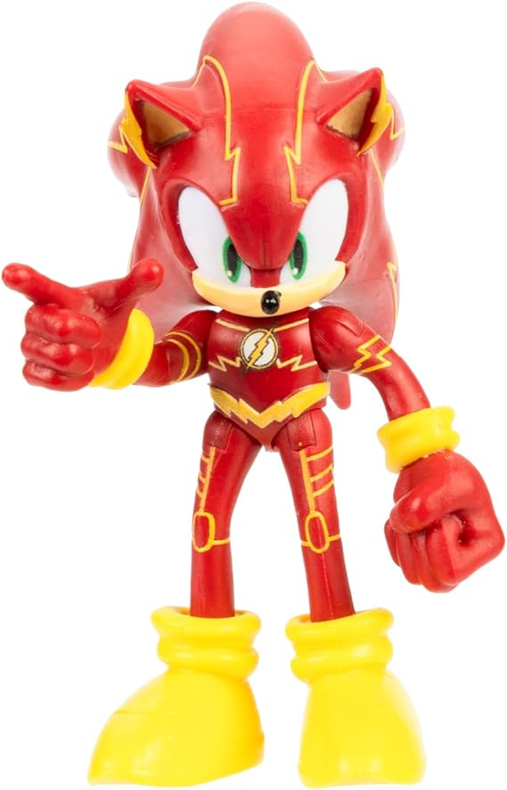 DC x Sonic als The Flash 6 cm Actionfigur offiziell lizenziert von Jakks Pacific hochbeweglich und detailreich gestaltet Sammlerverpackung Rot