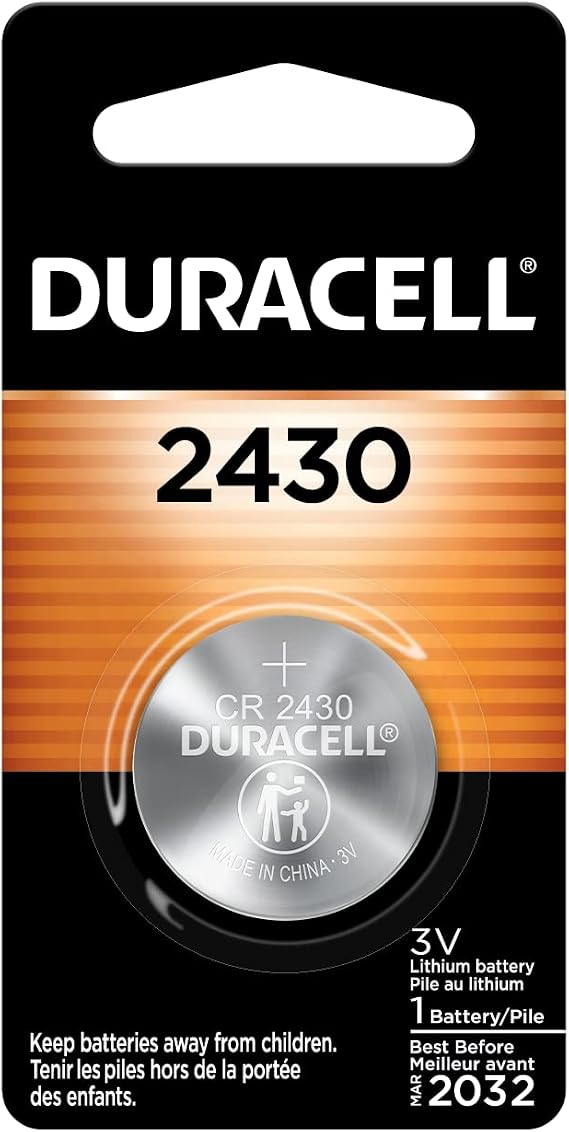 Duracell 2430 Lithium Battery, 1 Count (Pack of 1) Lithium Coin Battery for Watch Battery, Key Fob, Car Remote, and other devices, CR2430 Lithium 3 Volt (3V) Cell